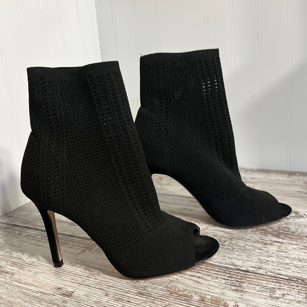 Catherine Malandrino Open-Toe Stiletto Ankle Boot Black 8